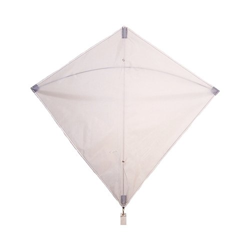 In the Breeze White Colorfly 30" Diamond Kite with weather-resistant ripstop fabric and fiberglass rods, complemented by three 12' white tails.