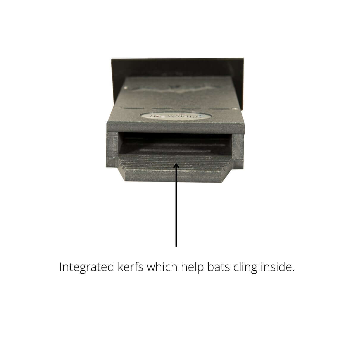 Close-up of JCS Wildlife Mini Single Chamber Bat House with integrated kerfs to help bats cling inside.