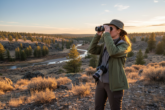 Picture of a person using binoculars