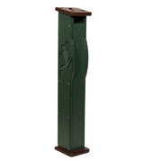 Plastic recycled lumber frog design mailbox dark green and brown accents showing a carved frog and moon detail
