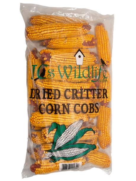JCS Wildlife Dried Squirrel Corn Cobs bag, ideal snack for squirrels and backyard critters, weighs about 14 lbs.