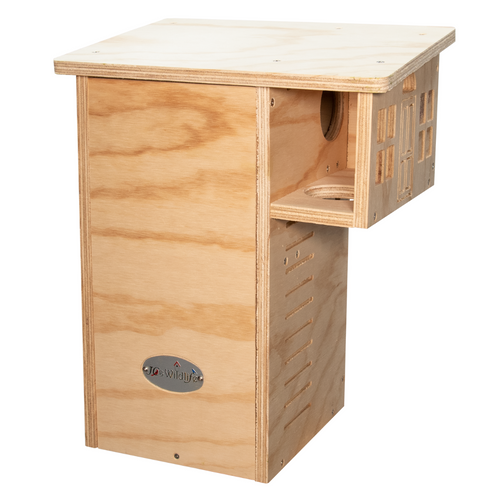 JCS Wildlife Plywood Squirrel House Nesting Box with weather-resistant construction and predator guard.