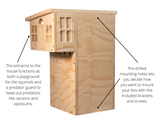 JCS Wildlife Plywood Squirrel House Nesting Box with predator guard and pre-drilled mounting holes for easy installation.