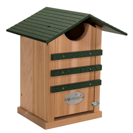 JCS Wildlife Cedar Screech Owl Nest Box with Poly Lumber Roof for attracting owls