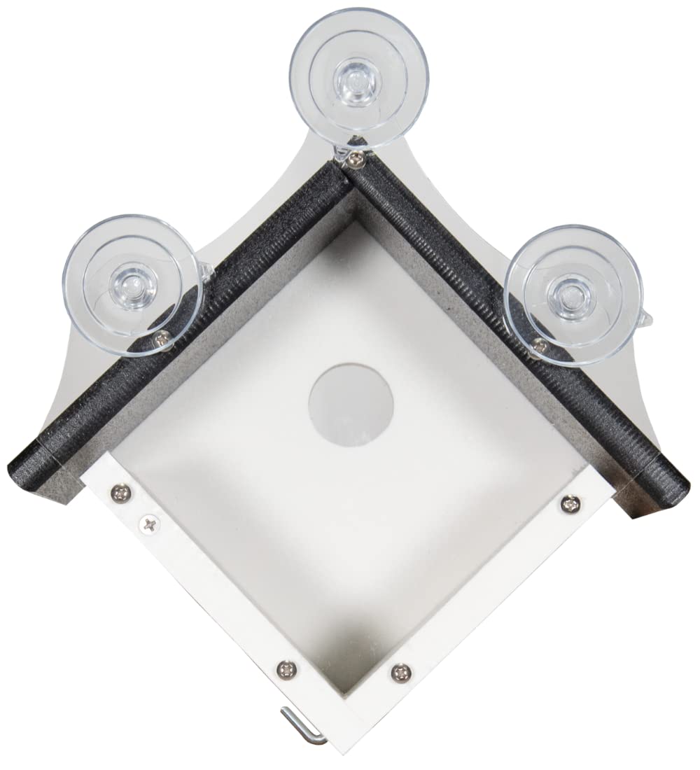 Top view of JCS Wildlife Recycled Poly Lumber Window-Mount Wren House with suction cups for easy mounting.