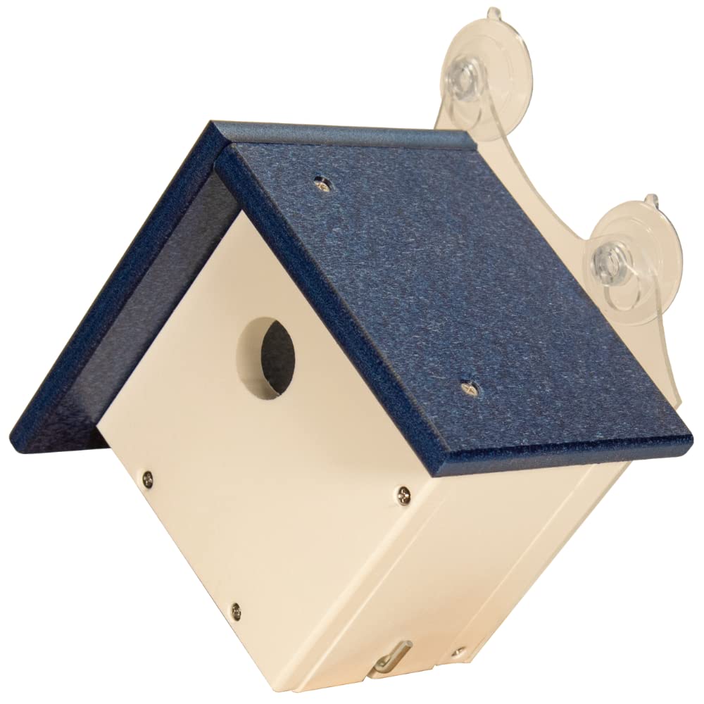 JCS Wildlife Recycled Poly Lumber Window-Mount Wren House for attracting nesting birds, made from sturdy, easy-to-clean materials.