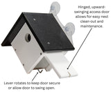 JCS Wildlife Recycled Poly Lumber Window-Mount Wren House with hinged door for easy maintenance.
