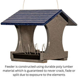 JCS Wildlife Small Hopper Bird Feeder made of durable poly lumber, perfect for gardens and weather-resistant.