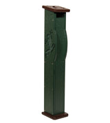 Plastic recycled material post mount mailbox featuring a frog design dark green body and brown top and base.