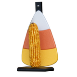 JCS Wildlife Candy Corn Squirrel Feeder holding dried corn, colorful candy corn shape, perfect for feeding squirrels.