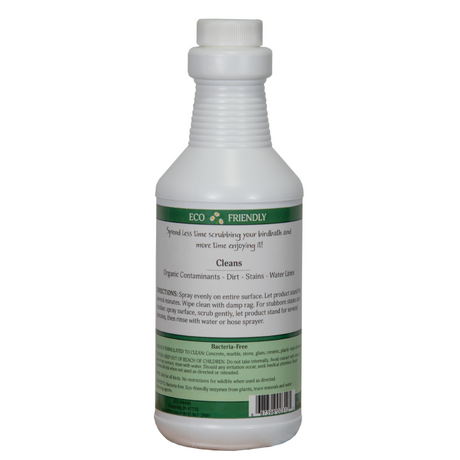 JCS Wildlife Birdbath & Statuary Cleaner 16 oz. Spray bottle, eco-friendly and effective against organic contaminants.