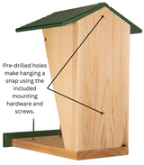JCS Wildlife Double Snacker Squirrel Feeder with pre-drilled holes for easy mounting.