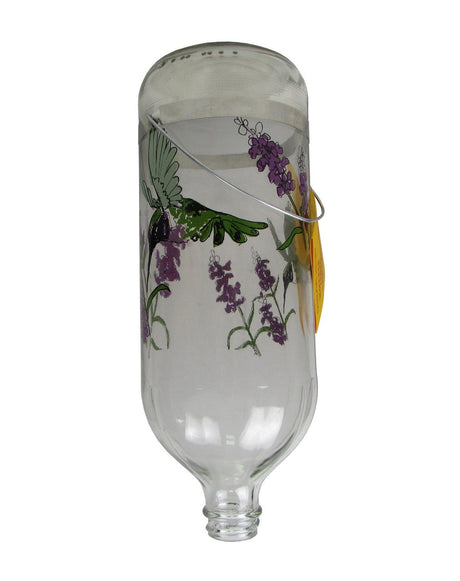 Original Best-1 32 oz glass hummingbird feeder replacement bottle with floral and hummingbird design