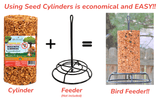 JCS Wildlife Squirrel Stopper Bugs Nuts & Berries Seed Cylinder 1.5lbs with feeder for easy bird feeding.