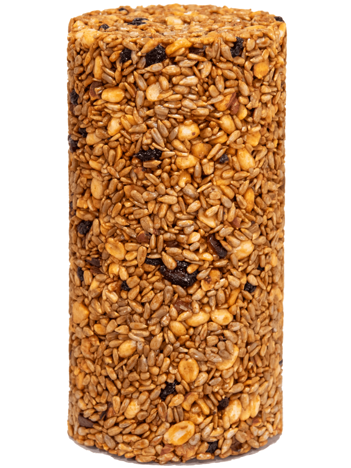 JCS Wildlife Squirrel Stopper No Mess, No Waste Small Cylinder 2lbs filled with seeds and nuts for wildlife feeding.