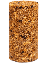 JCS Wildlife Squirrel Stopper No Mess, No Waste Small Cylinder 2lbs filled with seeds and nuts for wildlife feeding.