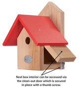 JCS Wildlife Nature Products USA Chickadee Birdhouse with Clean-Out Door and Eco-Friendly Recycled Poly Lumber Roof