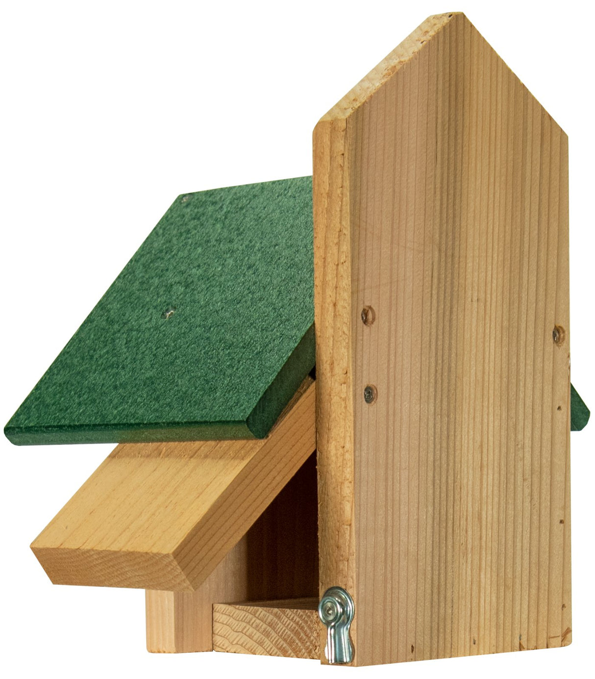 JCS Wildlife Chickadee Birdhouse with Cedar Body and Green Recycled Poly Lumber Roof, Made in USA, Eco-Friendly and Durable Design.