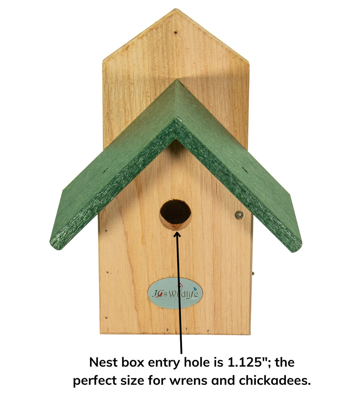 JCS Wildlife Nature Products USA Chickadee Birdhouse with Recycled Poly Lumber Roof and 1.125" Portal Opening