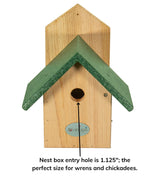 JCS Wildlife Nature Products USA Chickadee Birdhouse with Recycled Poly Lumber Roof and 1.125" Portal Opening