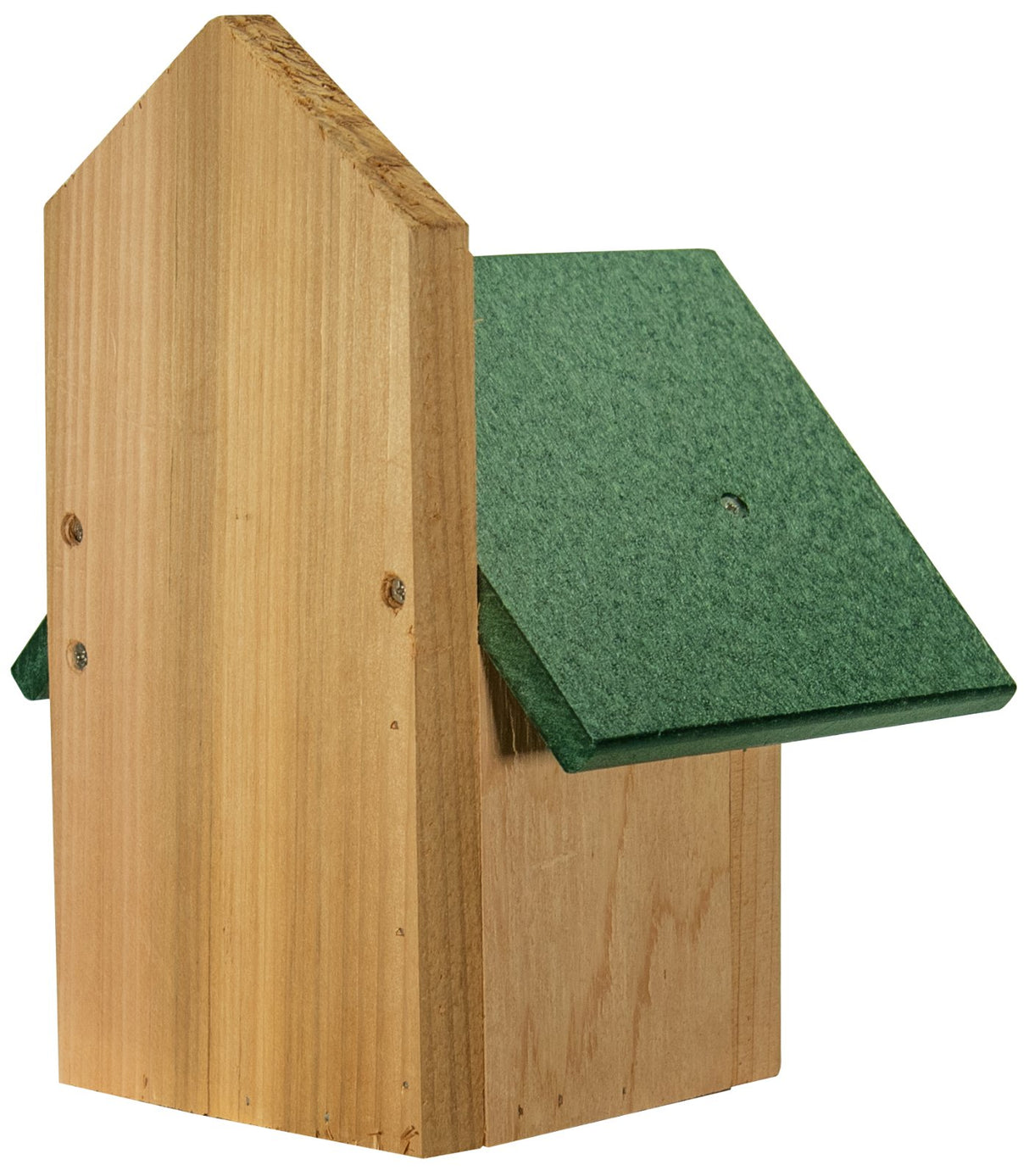 JCS Wildlife Nature Products USA Chickadee Birdhouse with Cedar body and eco-friendly recycled poly lumber roof.