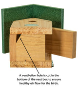 JCS Wildlife Chickadee Birdhouse with Cedar Body and Recycled Poly Lumber Roof, Featuring Ventilation Hole for Healthy Bird Airflow
