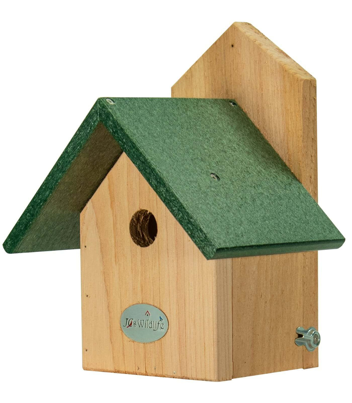 JCS Wildlife Chickadee Birdhouse with Cedar Body and Green Recycled Poly Lumber Roof