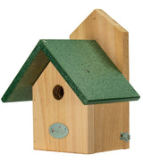 JCS Wildlife Chickadee Birdhouse with Cedar Body and Green Recycled Poly Lumber Roof