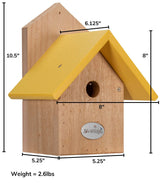 JCS Wildlife Nature Products USA Chickadee Birdhouse with Eco-Friendly Recycled Poly Lumber Roof and Cedar Body Dimensions and Weight Shown