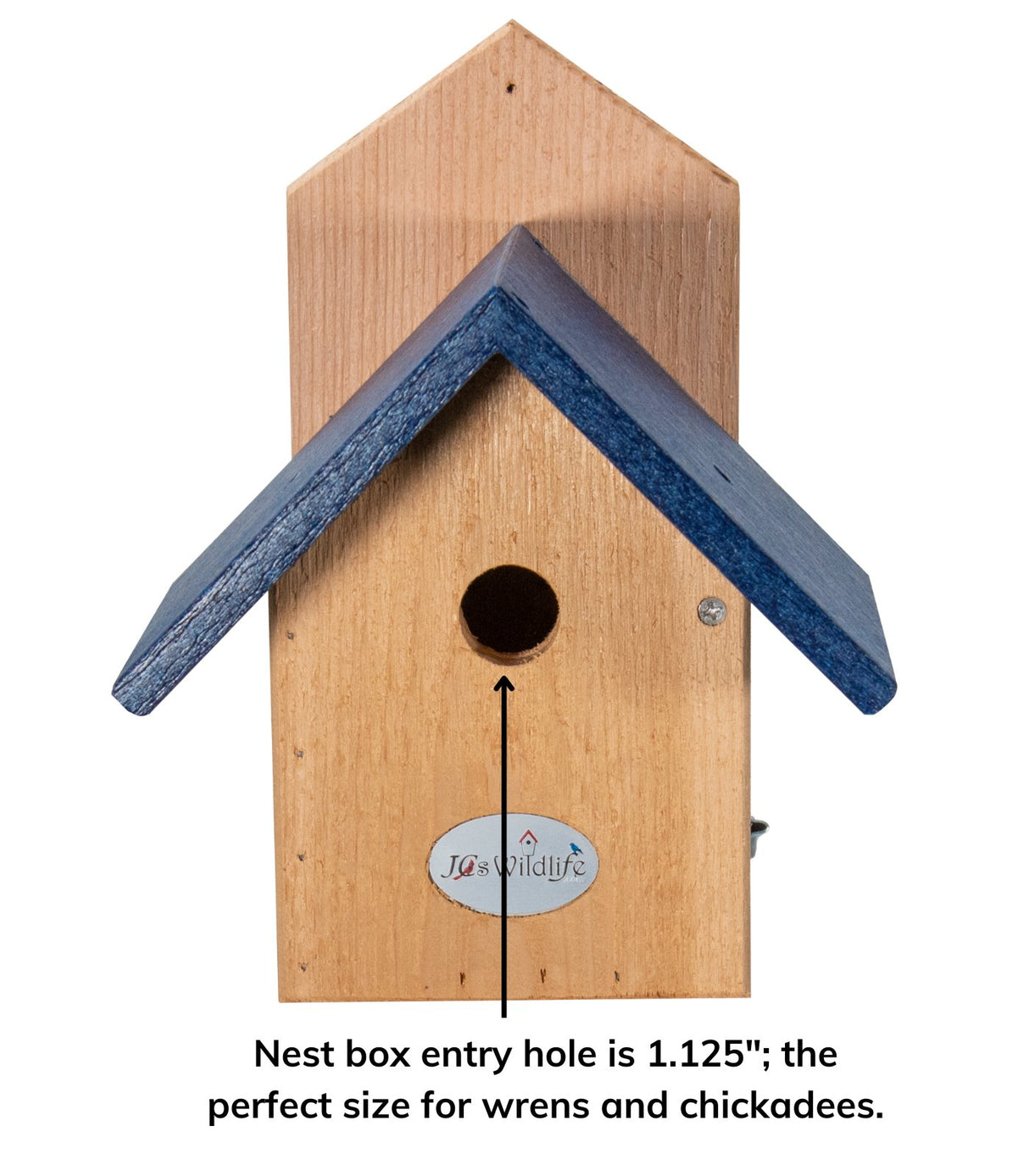 JCS Wildlife Chickadee Birdhouse with 1.125-inch Nest Box Entry Hole, Eco-friendly Cedar and Recycled Poly Lumber Roof