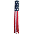 In The Breeze U.S. Stars and Stripes Embroidered 60" Windsock with red, white, and blue designs for outdoor decor.