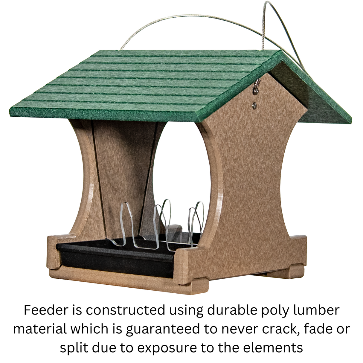 JCS Wildlife Small Hopper Bird Feeder made from durable recycled poly lumber, ideal for gardens and landscapes.