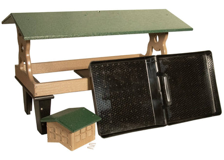 JCS Wildlife Colossal Ground Fly Thru Feeder with removable tray, designed for holding 16 cups of bird seed.