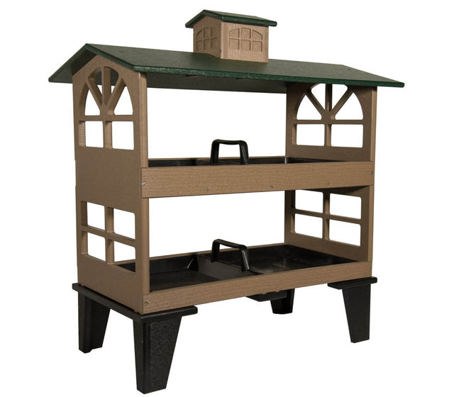 JCS Wildlife Double Colossal Ground Fly Thru Bird Feeder with two large seed trays and eco-friendly design.