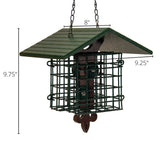 JCS Wildlife Fleur de Lis Suet Feeder with eco-friendly poly lumber roof and wire suet cages for bird feeding