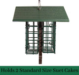 JCS Wildlife Fleur de Lis Suet Feeder with eco-friendly poly lumber roof, holds 2 standard suet cakes.