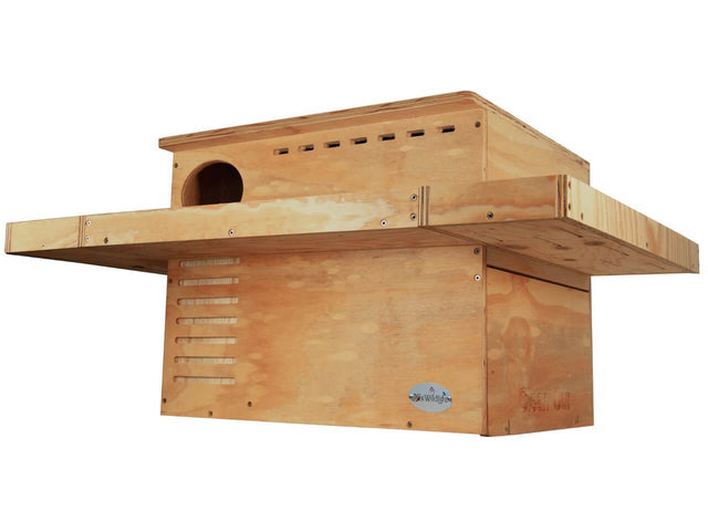 JCS Wildlife Large Barn Owl Box with Exercise Platform DIY Assembly Kit for outdoor projects.