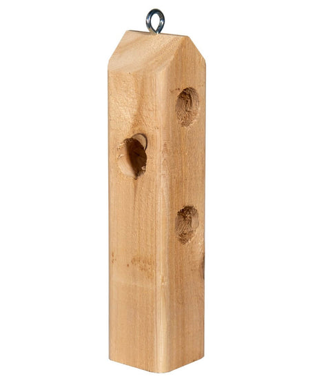JCS Wildlife Log Jammer Suet Plug Feeder, wooden design with three pre-drilled tunnels for suet plugs, perfect for attracting woodpeckers.