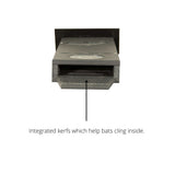 Close-up of JCS Wildlife Mini Single Chamber Bat House with integrated kerfs to help bats cling inside.