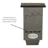 JCS Wildlife Mini Single Chamber Bat House featuring ventilation slats for optimal airflow, designed for bat enthusiasts.