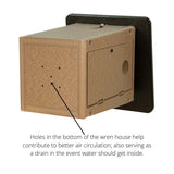 JCS Wildlife Outhouse Wren House showing air circulation holes for moisture management and bird comfort.