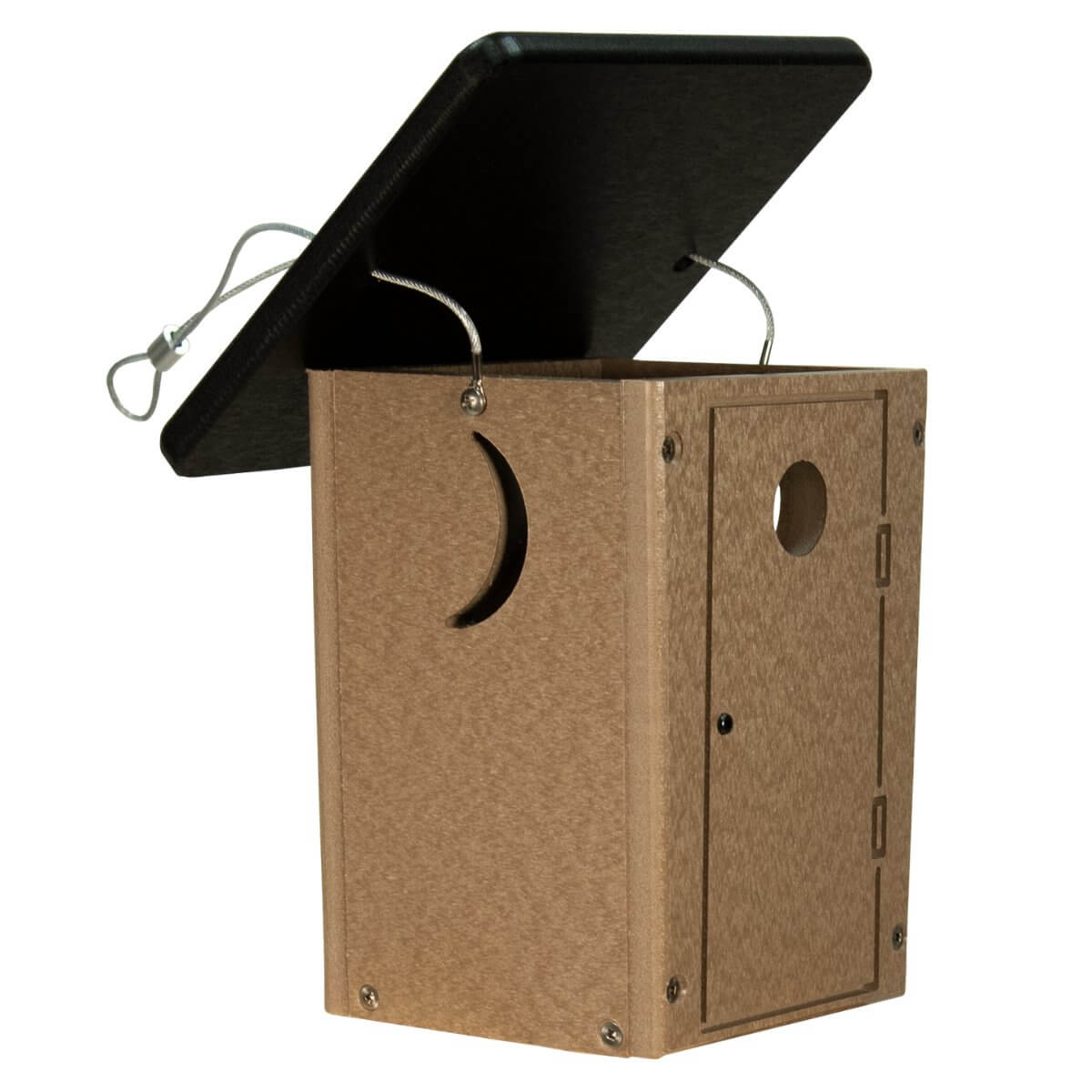 JCS Wildlife Poly Outhouse Wren House with a durable design and easy-access roof for bird care.
