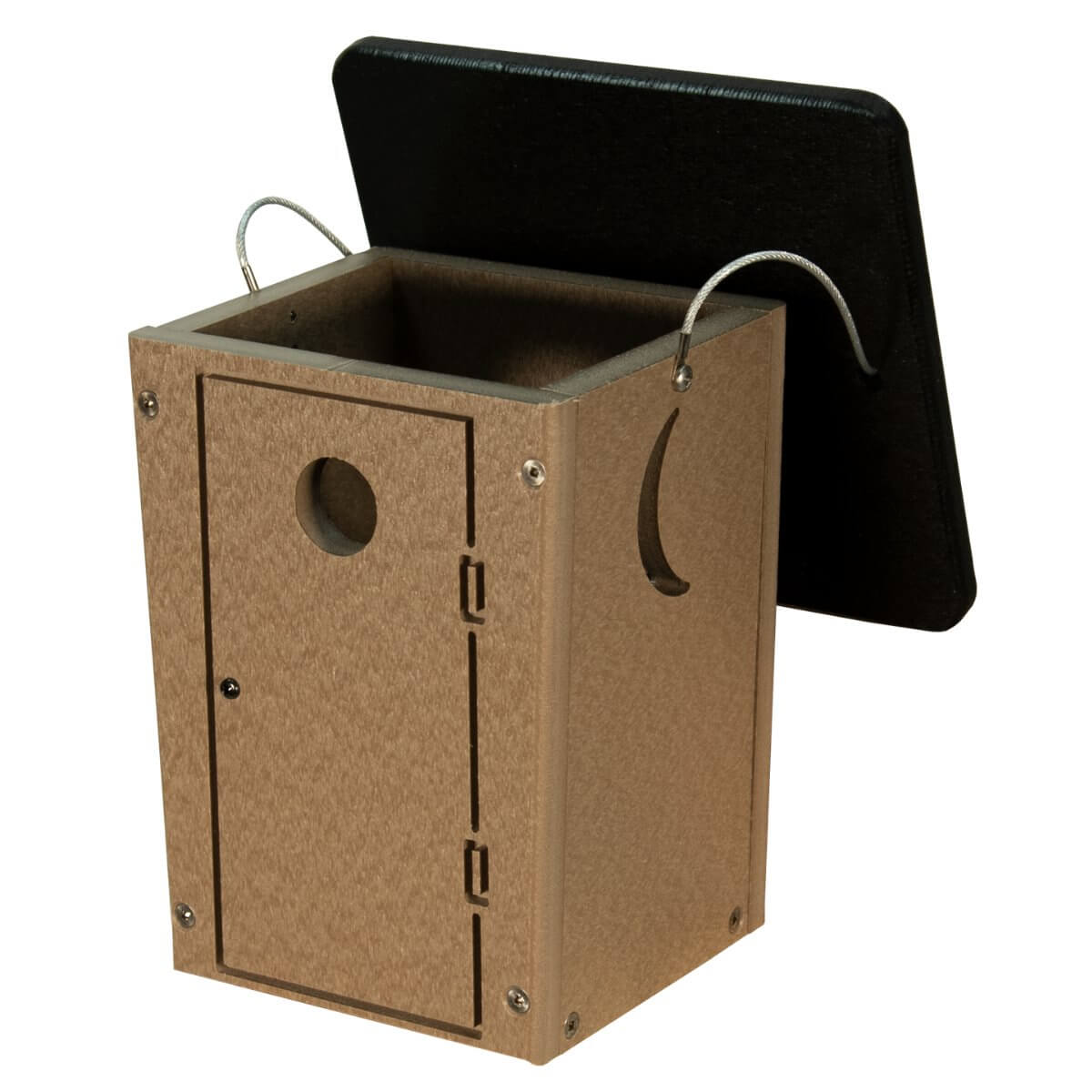 JCS Wildlife Poly Outhouse Wren House designed for small birds with 1 1/8" entrance hole, made from recycled poly lumber.