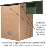 JCS Wildlife Recycled Poly Lumber Awesome Possum House with ventilation holes and durable construction.