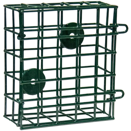 JCS Wildlife Single Suet Feeder Cage made from durable PVC coated wire mesh for feeding birds.