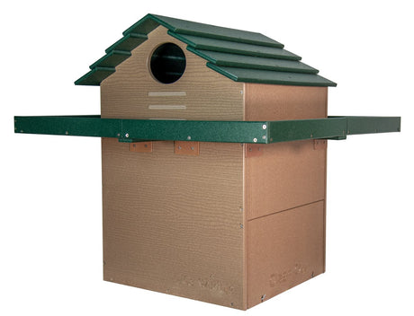 JCs Wildlife X Large Deluxe Poly Barn Owl Box with Exercise Platform - Eco-friendly, predator-resistant owl house for farms, ranches, and vineyards