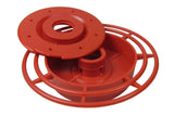 Red plastic base of the Original Best-1 Black Chinned Hummingbird Feeder with round perch and bee-proof design.