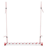 Perky-Pet Hummerbar Hummingbird Feeder with 22 ports and a 2-foot plastic tube filled with nectar, featuring horizontal-hanging design.