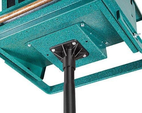 Close-up of the base of the Woodlink Audubon Original Absolute II Squirrel Resistant Feeder showing the sturdy, all-metal construction.