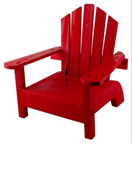 Woodlink Lake & Cabin Adirondack Red Chair Squirrel Feeder, vibrant red, for attracting squirrels in outdoor spaces.